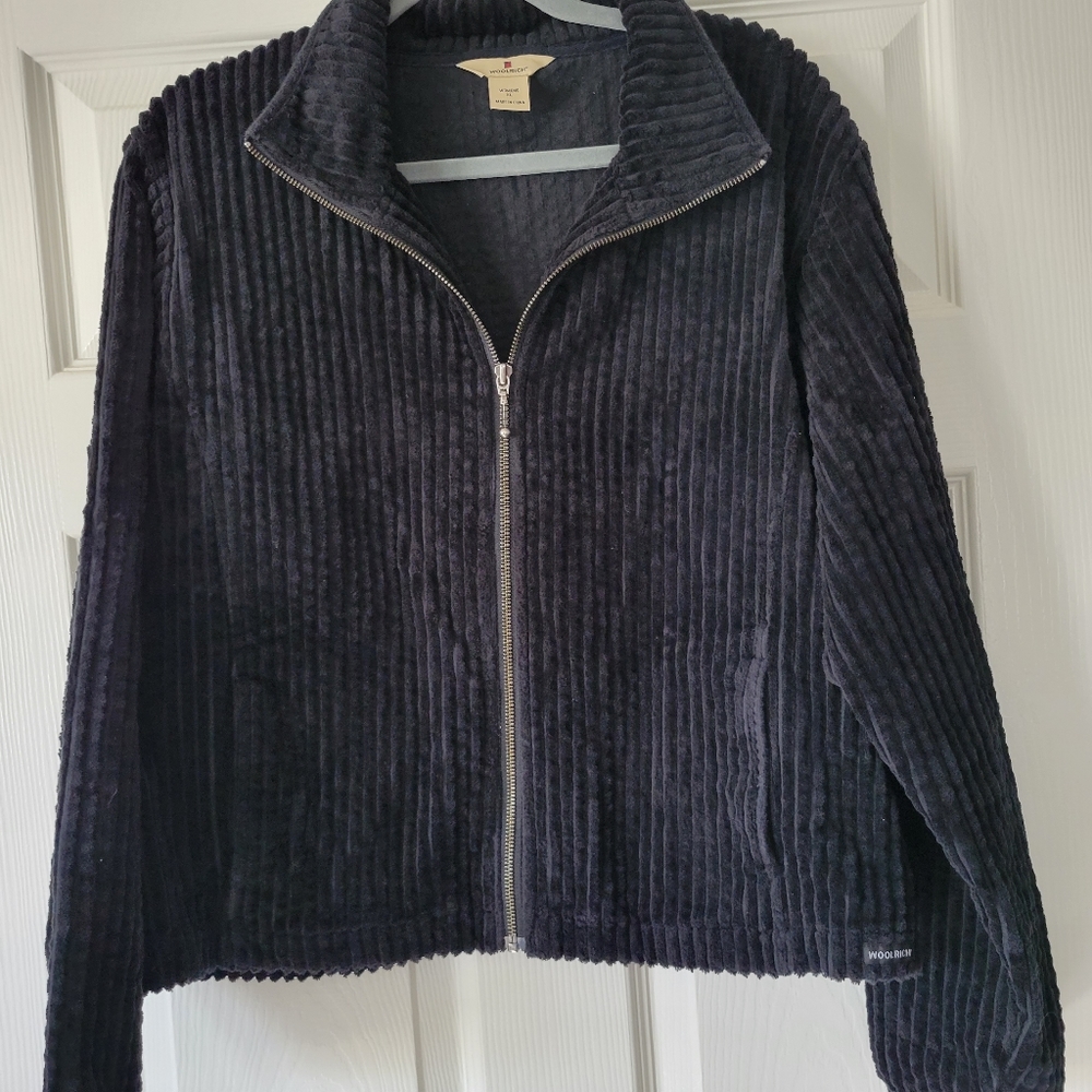 Vintage Woolrich Womens Black Thick Corduroy Full Zip Jacket
